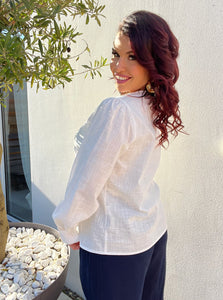 Chemise blanche col Claudine dentelle Lilou