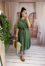 Charger l'image dans la galerie, Robe chemise mi longue kaki LEANNE (36 au 42)