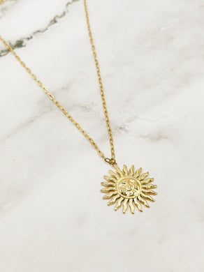 Collier chaîne doré grand soleil ☀️