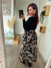 Charger l&#39;image dans la galerie, Jupe longue plissée léopard beige GABY ( 36 au 46 )