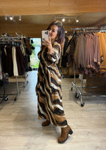 Charger l&#39;image dans la galerie, Robe longue camel/choco/écru CLEMENTINE (36 au 48)
