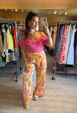 Pantalon jaune/rose ELLY (S,M,L)