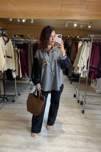 Chemise loose dos léopard noir TATIANA (38 au 48)