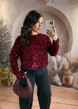 Charger l'image dans la galerie, Top à sequins rouge noeud noir dans le dos ANNA (36 au 40)