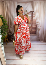Charger l'image dans la galerie, Robe longue fleuri orange sanguine ÉGLANTINE (36 au 48)