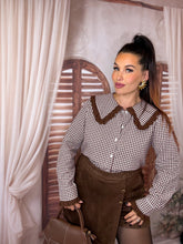 Charger l'image dans la galerie, Chemise vichy col Claudine chocolat ANNE (36 au 48)