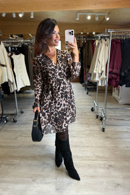 Robe courte léopard marron SOFIA (36 au 48)