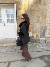 Charger l&#39;image dans la galerie, Manteau cape fourrure noir NÉLYA (36 au 46)