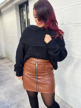 Charger l&#39;image dans la galerie, Jupe simili cuir camel zip