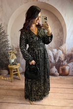 Charger l&#39;image dans la galerie, Robe longue noir éclat d&#39;or CECILIA (36 au 50) ⭐️