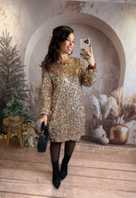 Charger l'image dans la galerie, Robe coupe droite sequins champagne JASMINE (36 au 48 )