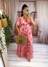 Charger l'image dans la galerie, Robe rose fleurs orangés SIRÈNE (36 au 48) New