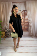 Charger l'image dans la galerie, Robe courte en jeans noir manche courte MATHILDE (36 au 50)
