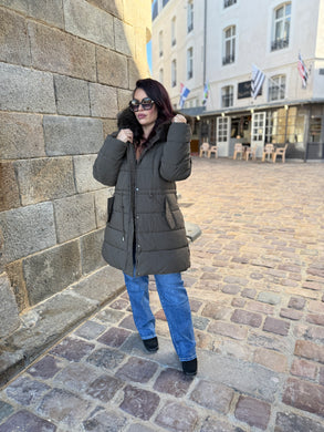 Doudoune kaki foncé réversible doudou ILAN (36 au 48)