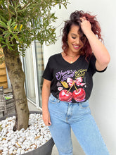 Charger l&#39;image dans la galerie, TEE shirt noir cerise noeud ( 36 au 48 )