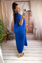 Charger l'image dans la galerie, Robe longue gaz de coton bleu vif JEANNE (34 au 48) New