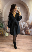 Charger l'image dans la galerie, Robe noir motif argenté ARIEL (36 au 48)