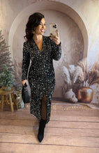 Charger l&#39;image dans la galerie, Robe longue à sequin argentée STAR (36 au 40)