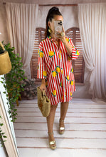 Charger l'image dans la galerie, Robe chemise manche 3/4 carreaux rayé rouge citron AMELA ( 36 au 42)