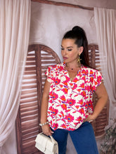 Charger l'image dans la galerie, Top fleuri blanc et rose JEANETTE (36 au 48)