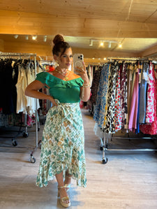 Jupe style portefeuille Baila verte ( 34 au 48 )