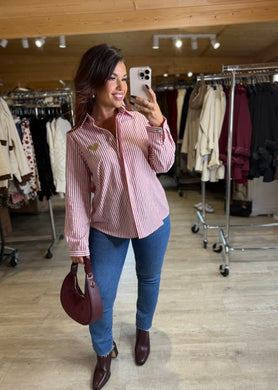 Chemise rayé coeur bordeaux DOLORESSE ( 36 au 48 )
