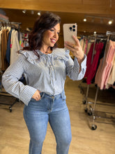 Charger l'image dans la galerie, Chemise rayé col Claudine bleu FANTINE (36 au 48)