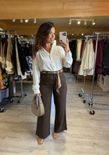 Charger l&#39;image dans la galerie, Pantalon chocolat ceinturé foulard ISABEAU (34 au 46)