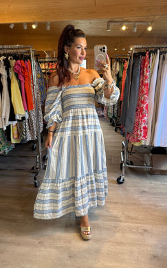 Robe rayé bleu col bateau alma ( taille 36 au 42 )