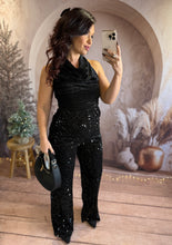 Charger l&#39;image dans la galerie, Combinaison pantalon à sequin noir YAYA (36 au 40)