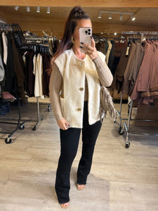 Gilet sans manches boutons doré écru LOLITA (36 au 44)