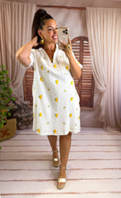 Charger l'image dans la galerie, Robe coupe droite gaz de coton motif citron YOUNA (40 au 48)