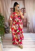 Charger l'image dans la galerie, Robe longue à motif rose/orange/kaki PATRICE (40 au 48)