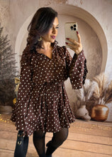 Charger l&#39;image dans la galerie, Robe patineuse chocolat pois blanc JESS (34 au petit 42)⭐️