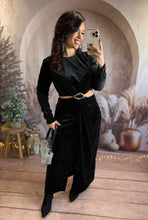 Charger l'image dans la galerie, Robe noir velours à strass NEIGE (36 au 40)