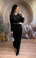 Charger l'image dans la galerie, Robe noir velours à strass NEIGE (36 au 40)