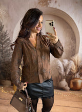 Charger l&#39;image dans la galerie, Chemise chocolat liseré brillant SAM (36 au 48)⭐️