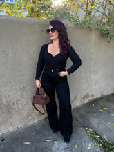 Charger l&#39;image dans la galerie, Jean Wide leg noir SORAYA (34 au 44)