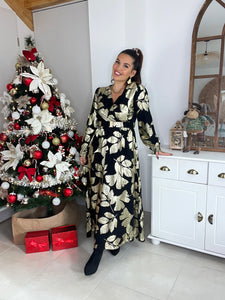 Robe longue noir / or Tamara ( 36 au 50)⭐️
