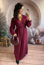 Charger l&#39;image dans la galerie, Robe longue bordeaux LUMI ( 40 au 48)