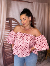 Charger l'image dans la galerie, Top à épaules dénudées rose à pois CÉLESTIA (36 au 40)
