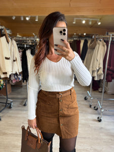 Jupe velours camel JULIETTE (34 au 46 )