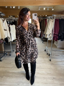 Robe courte léopard marron SOFIA (36 au 48)