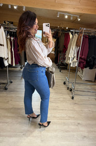 Chemise rayé café JESSIE (36 au 48)