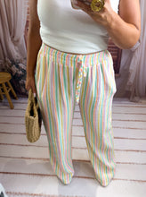 Charger l'image dans la galerie, Pantalon gaz de coton rayé turquoise   ( 34 au 46 ) New