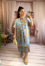 Charger l'image dans la galerie, Robe playa bleu ciel et beige SAPHIRA (36 au 48)