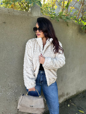 Manteau beige fourrure synthétique THAIS (36 au 42)