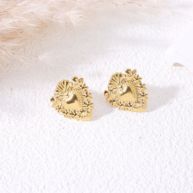 Boucles d'oreilles puces dorée cœurs ex-voto ☀️