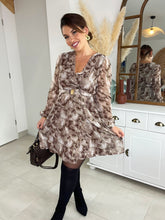 Charger l&#39;image dans la galerie, Robe choco/taupe romya ( taille 36 au 50 )