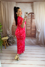Charger l'image dans la galerie, Robe mi longue imprime fuchsia MALIKA (34 au 44)